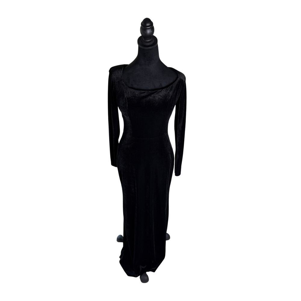Black Velvet Corset Style Gothic Maxi Dress XS - Picture 4 of 6